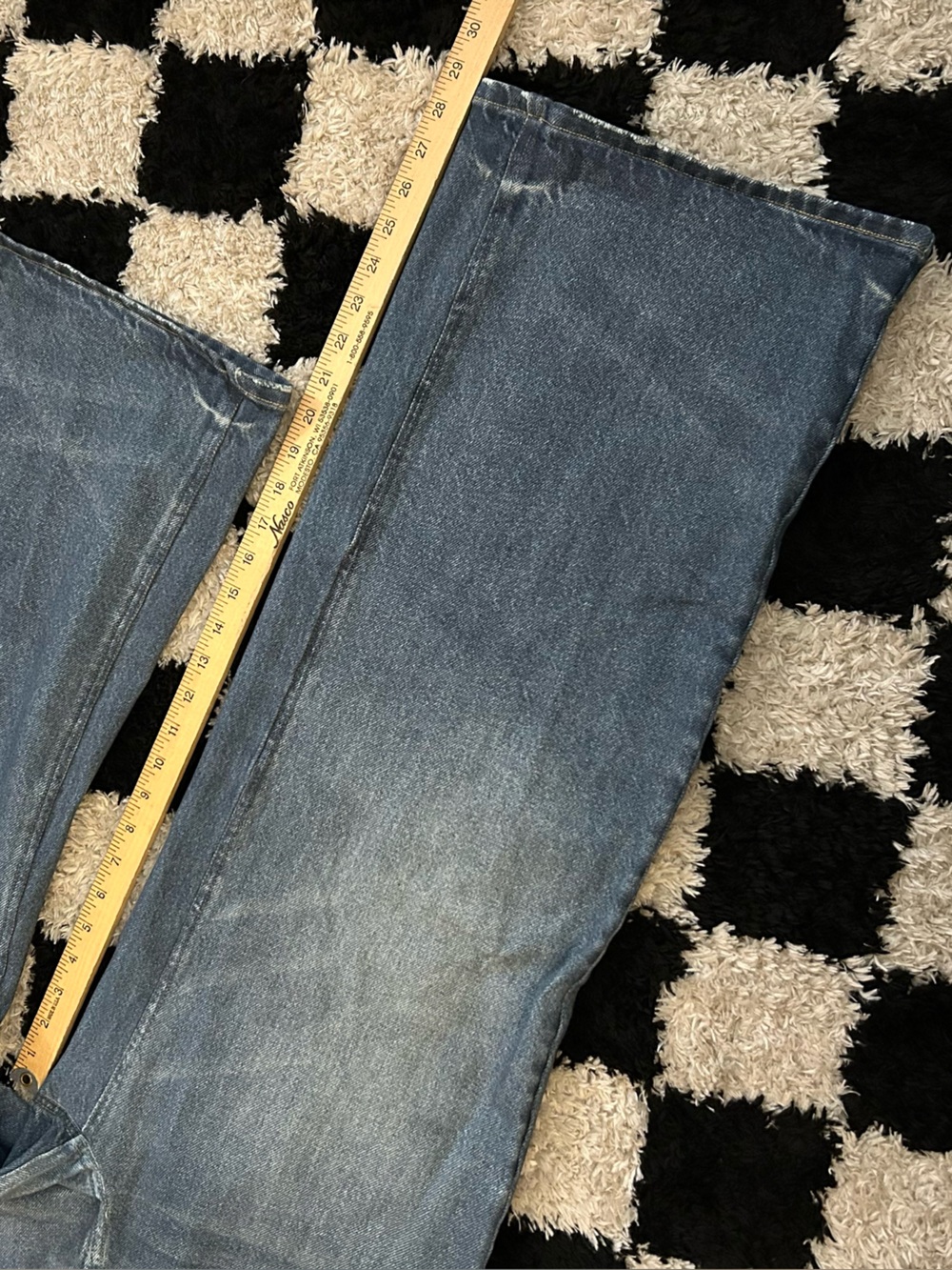 Halara Wide-Leg M Leggings with Denim Jeans Print - Pull On Full Stretch Pants - Picture 4 of 7